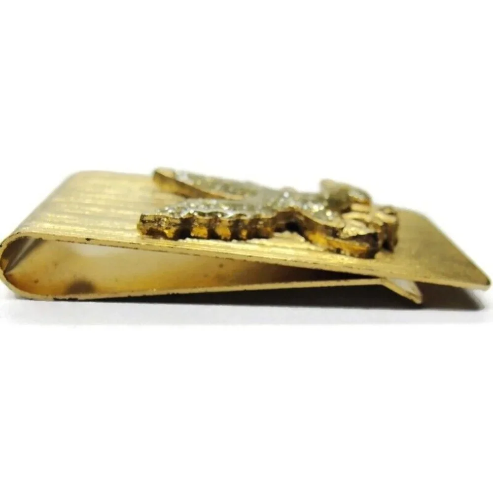 Eagle Gold Tone Money Clip Glitter Stainless Steel Credit Card Cash Holder